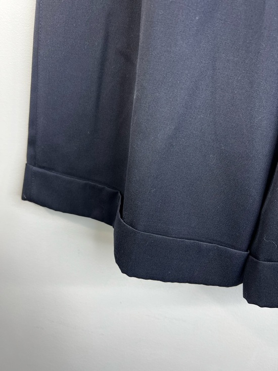 Vtg 80s W German navy wool blend wide leg cropped pleated old money culottes 4 - Picture 10 of 17